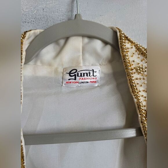 Flapper Style Gunit Cream & Gold Sequin Beaded Duster Kimono Jacket Vtg OS - Picture 9 of 15